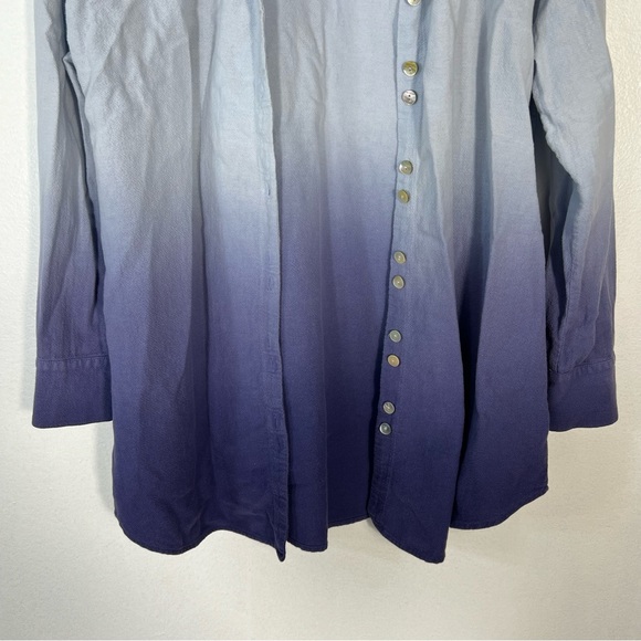 Soft Surroundings Blue Tie Dye Ombré Gauze Tunic Long Sleeve Shirt Sz S - Picture 6 of 11